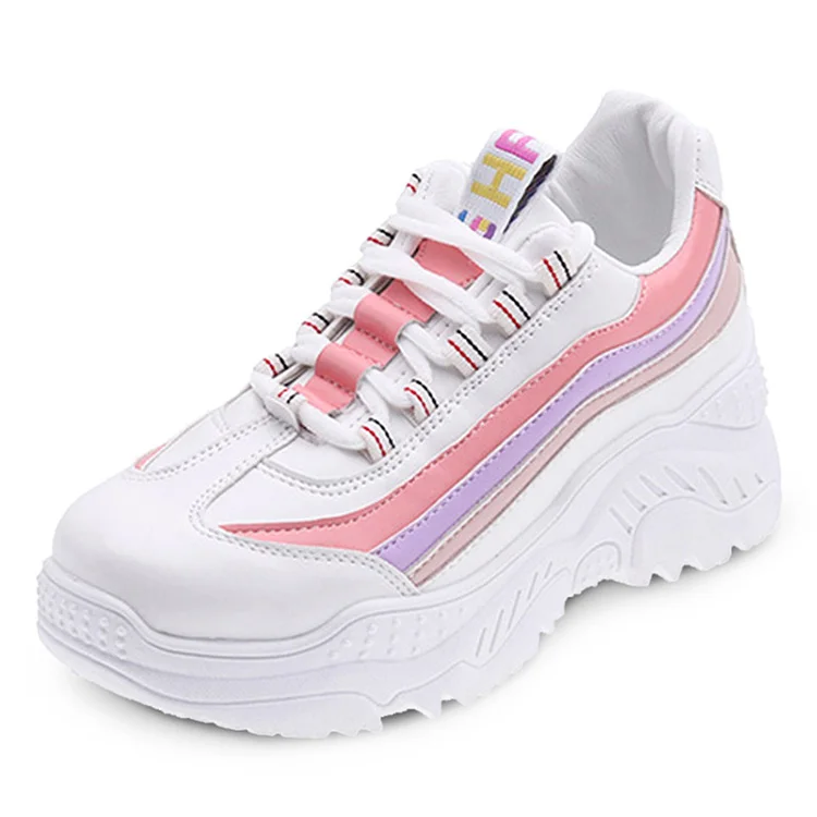 Новинка женская Вулканизированная обувь цветные кроссовки на платформе