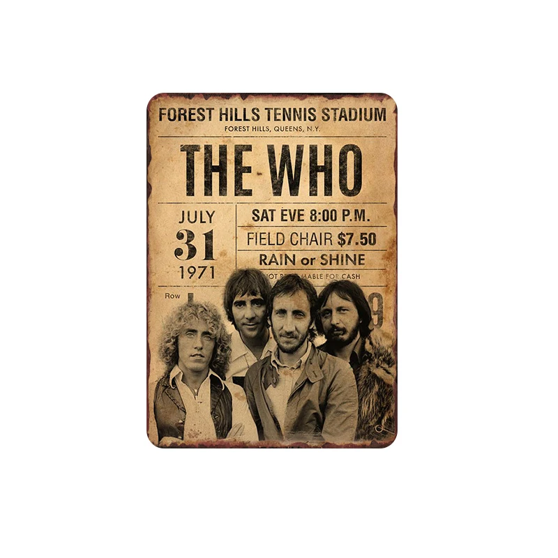 Famous Rock Band Tin Sign Vintage Shabby Poster Art Decor Bar Pub Roll Club Retro Music Plaques Iron Plate Painting | Дом и сад