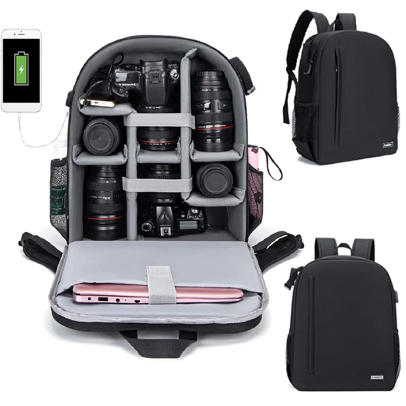 

Рюкзак для DSLR-камеры, вместительные противоударные сумки для Nikon, Canon, Sony, SLR объективов, штативов, уличная дорожная сумка для ноутбука для девочек и мальчиков