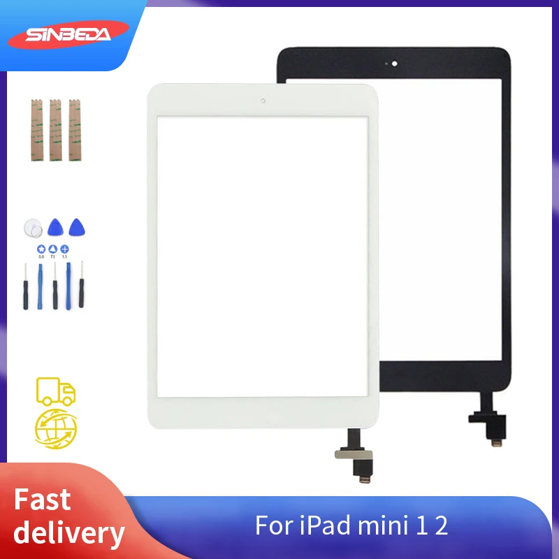 

Сенсорный экран Sinbeda для iPad Mini 1 A1455 A1454 A1432, стекло с сенсорным цифровым преобразователем + IC и кнопка для iPad Mini 2 A1489 A1490 A1491