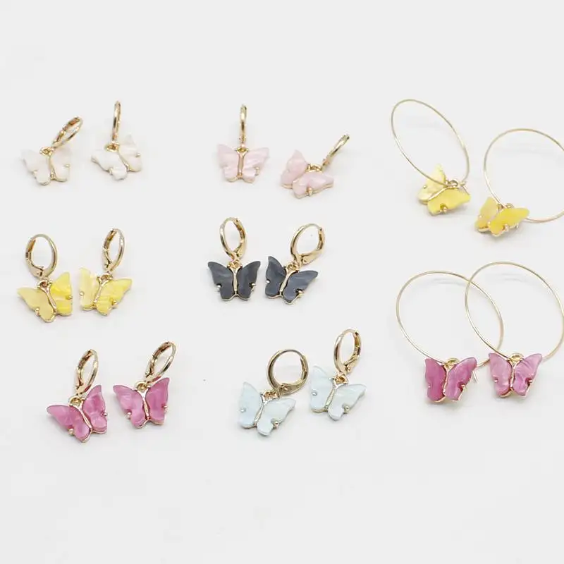 

Beautiful colorful acrylic butterfly earrings women street style Korean earrings fashion sweet drop earrings jewelry gift
