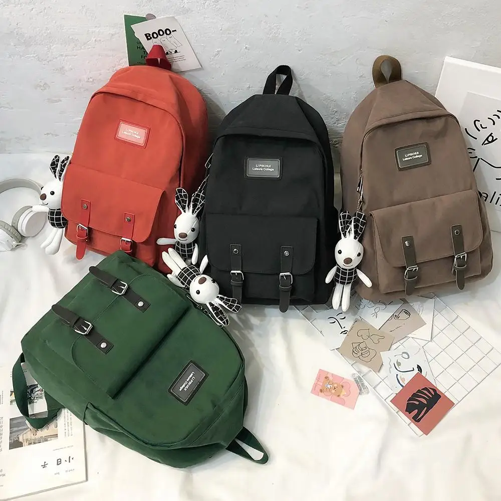 

Fashion Buckle Cotton Fabric Backpack Cute Women Kawaii School Bag Student Girl Backpack Harajuku Female Luxury Bags Book Ladies