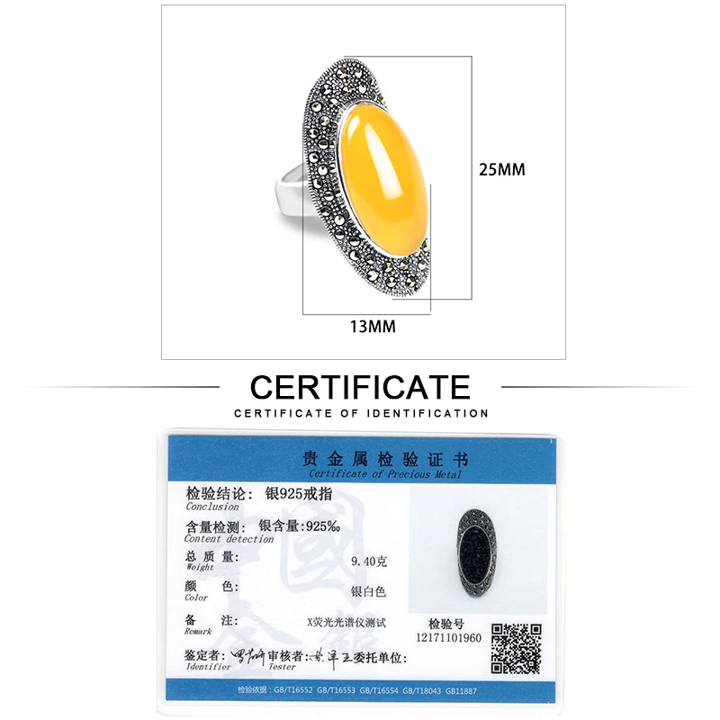 

REAL FINE VINTAGE 925 STERLING SILVER RINGS FOR WOMEN RETRO BIG WEDDING RINGS THAI SILVER JEWELRY FEMALE 4 COLOR