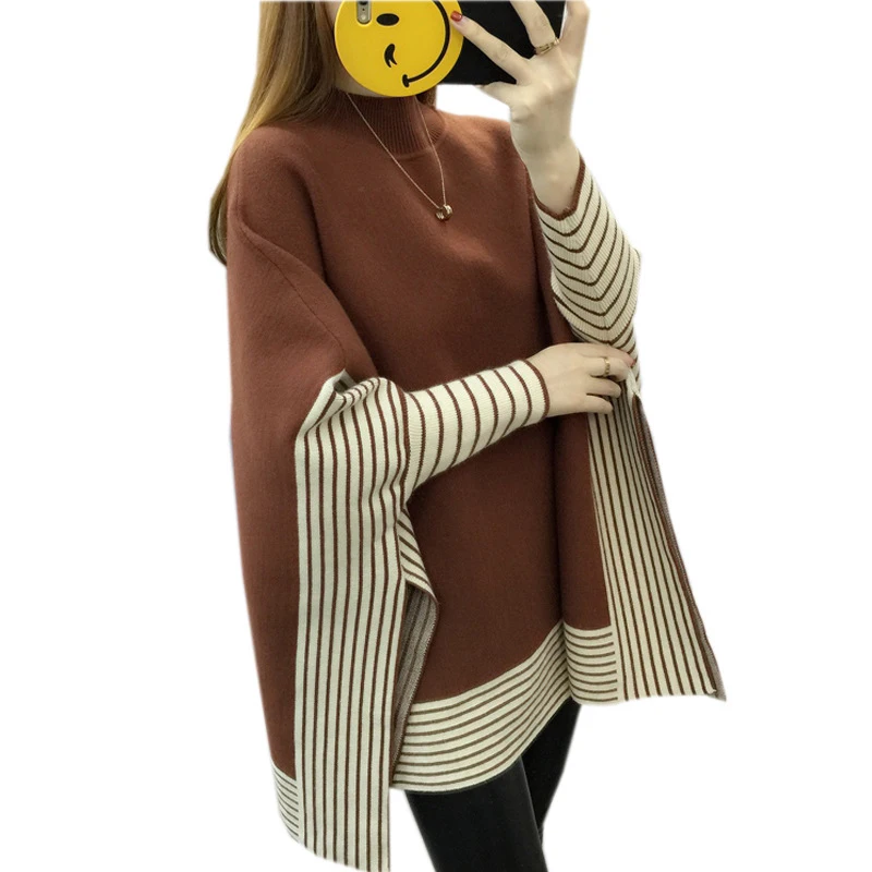 2019 New Winter Women's Sweater Pullover High Collar Bat Loose Fat MM Female | Женская одежда