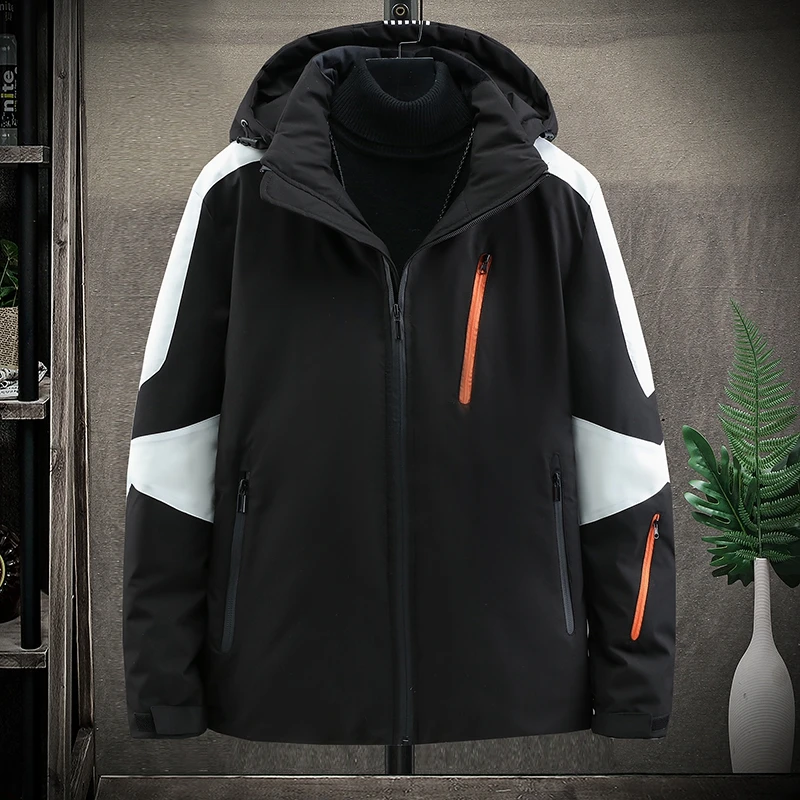 Men's White Duck Down Jacket Warm Hooded Thick Puffer Jacket Coat Male Casual High Quality Overcoat Thermal Parka Men