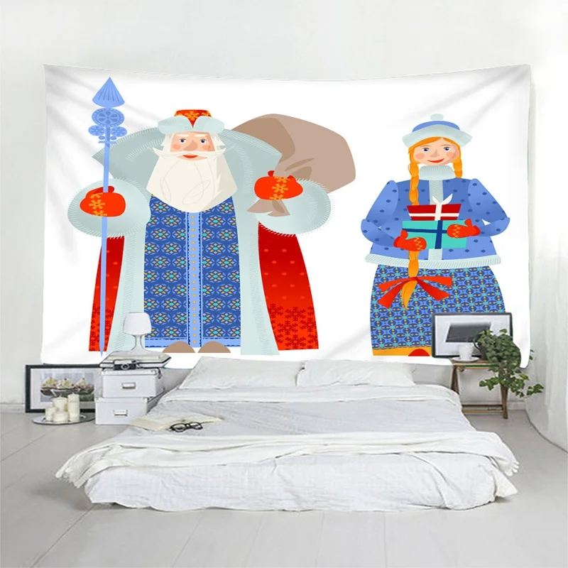 Santa Claus Tapestry Beautiful Snow Maiden Wall Hanging Tapestry High Quality 3D Coverlet Waterproof Tapestry Christmas Decor