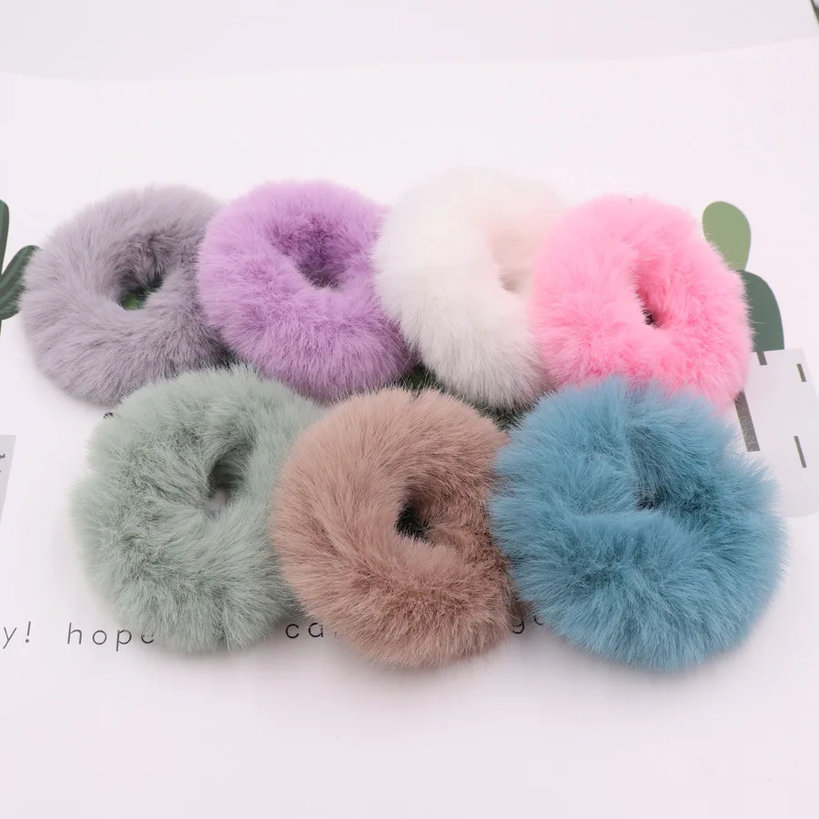 

Fashion Girls Elastic Faux Rabbit Fur Scrunchie Hair Rope Mink Fur Ponytail Holder Elastic Plush Hair Ring Hair Accessories