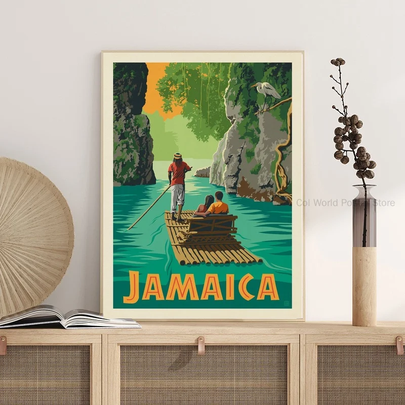 

Рафтинг в раю, иллюстрация путешествий, Минималистичная Художественная печать, Декор для дома или офиса, плакат с картой штата