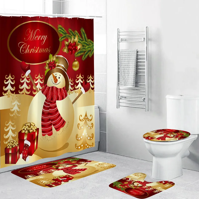 

Рождественский камин Санта Клаус Водонепроницаемый душевые наборы занавесок полиэстер ткань для ванной комнаты отеля украшения дома авто...