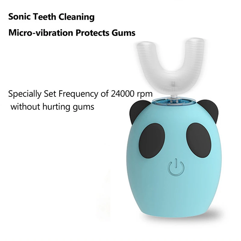 

Smart 360 Degress U Sonic Electric Toothbrush Kids Silicone Automatic Ultrasonic Tooth Brush Children Blue Light Teeth Brush