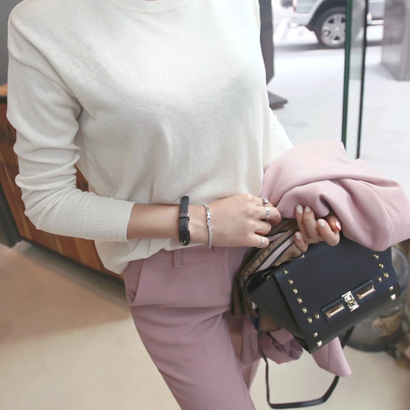 

2020 Spring New Korean-Style Slim Double Breasted Lotus Root Pink Small Suit Casual Cropped Pants Two-Piece Women's Suit