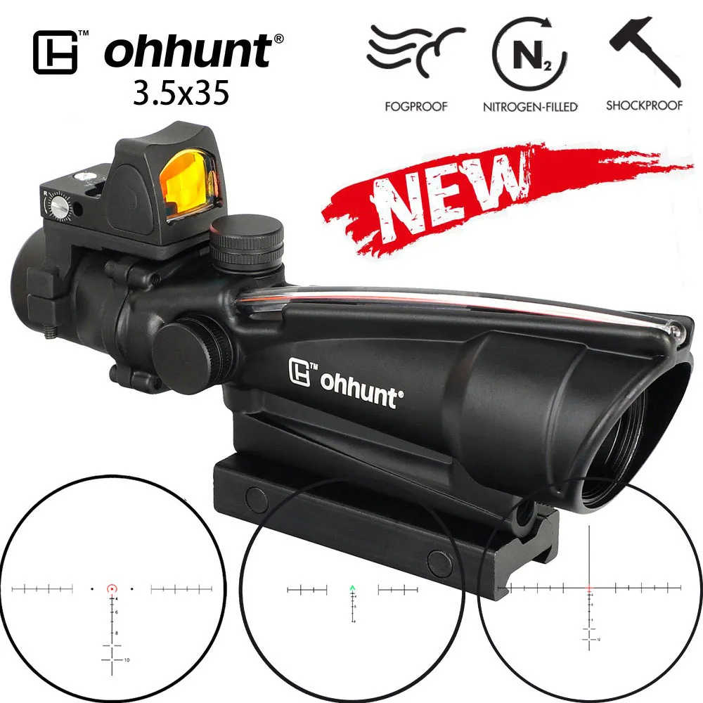 Ohhunt 3.5X35 ACOG Стиль три модели красная или зеленая светящаяся тактическая винтовка