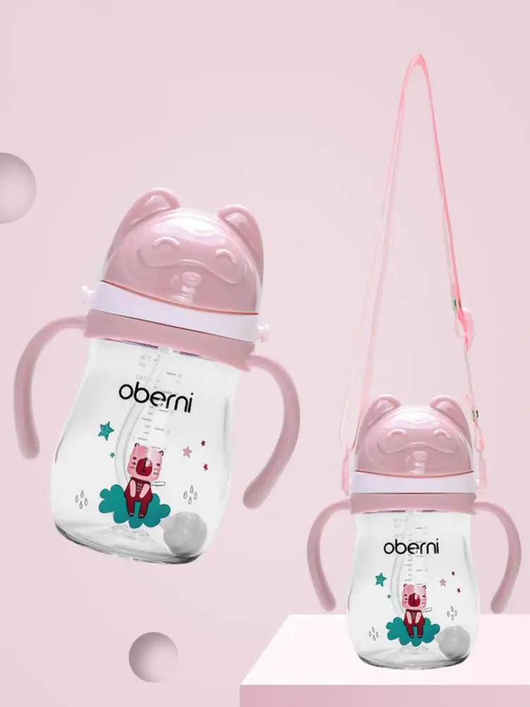 Taza para beber con pajita con asa, taza de aprendizaje para ni&ntilde;os y beb&eacute;s, taza sellada a prueba de fugas-1