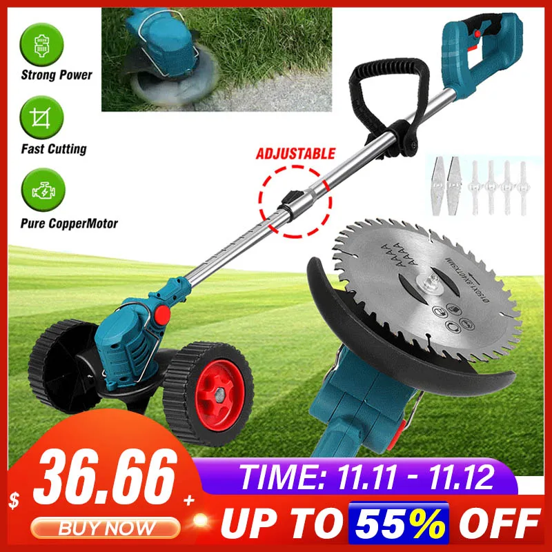 

Cordless Electric Grass Trimmer 450W Lawn Mower Weeds Brush Length Adjustable Cutter Garden Tools for Makita 18V Battery