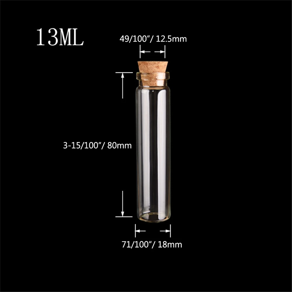 

5ml 13ml Small Glass Jars with Corks Empty Hyaline Pendant Bottles Clear Vitreous Jewelry 100pcs Essential oil Perfume Vials