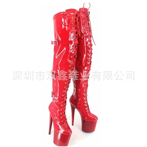 

Sexy elastic boots night lace belt buckle Knee Boots 15cm steel pipe dance boots