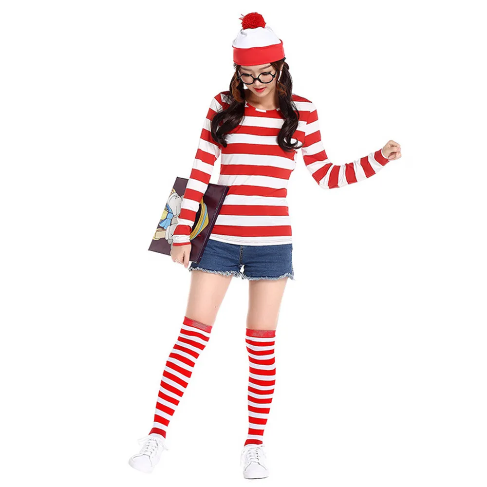 Костюм для косплея Wally Waldo с героями мультфильмов родителей и детей рубашка в