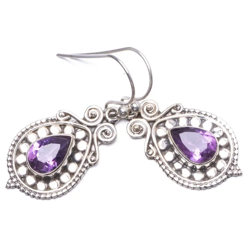 Натуральный Аметист ручной работы Уникальные 925 пробы серебряные серьги 1 25 &quotY1721