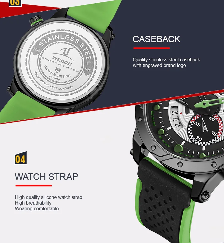 Часы наручные WEIDE мужские кварцевые Многофункциональные люксовые брендовые