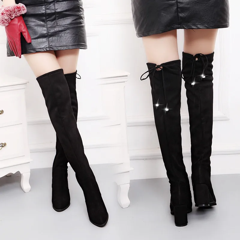 Женские ботфорты выше колена женские теплые зимние сапоги до из искусственной