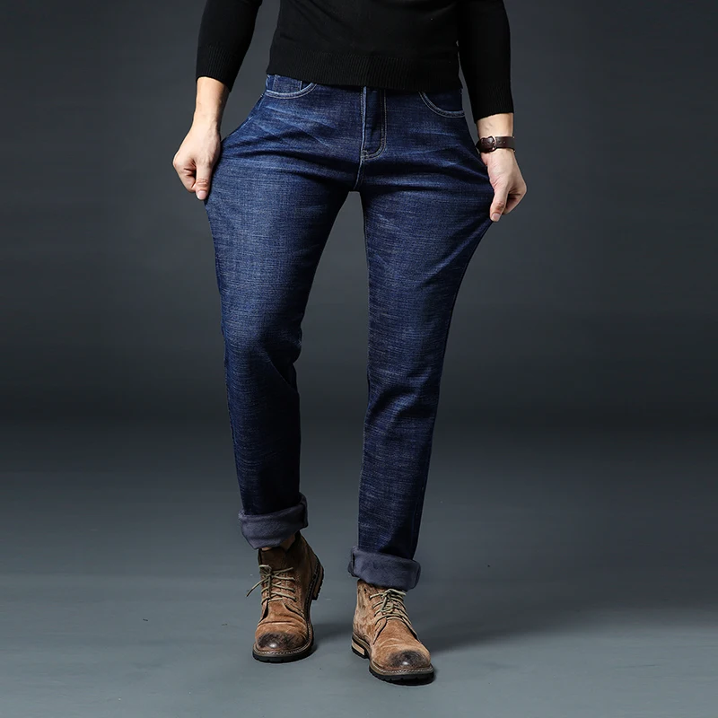 Мужские прямые джинсы Vomint брендовые Бархатные эластичные повседневные брюки