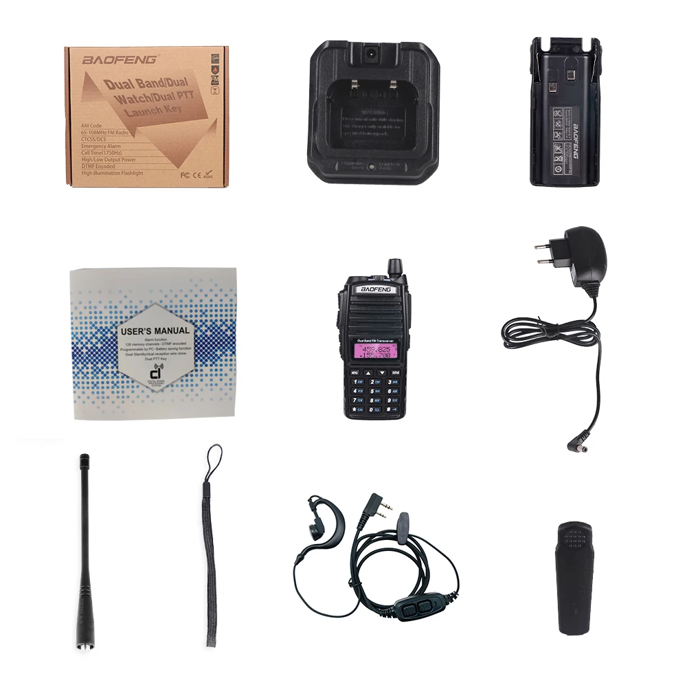 2 шт. Baofeng UV82 5 Вт рация Двухдиапазонная двухсторонняя 10 км портативная CB Ham Радио
