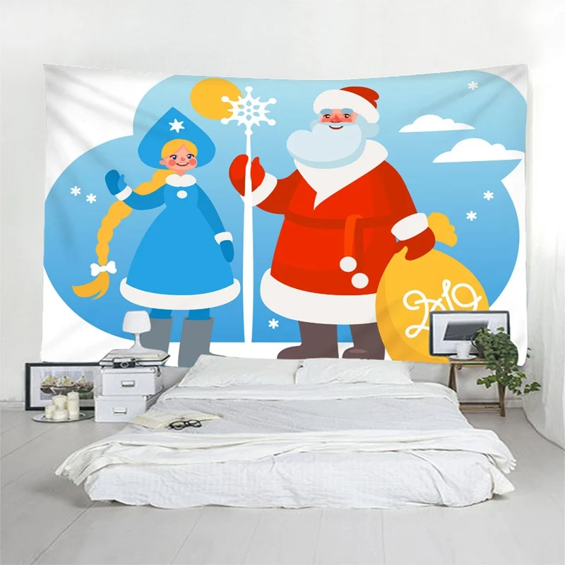 Santa Claus Tapestry Beautiful Snow Maiden Wall Hanging Tapestry High Quality 3D Coverlet Waterproof Tapestry Christmas Decor