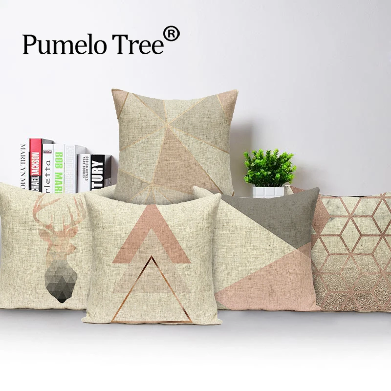 Розовый геометрический чехол для подушки с Северными мотивами простая