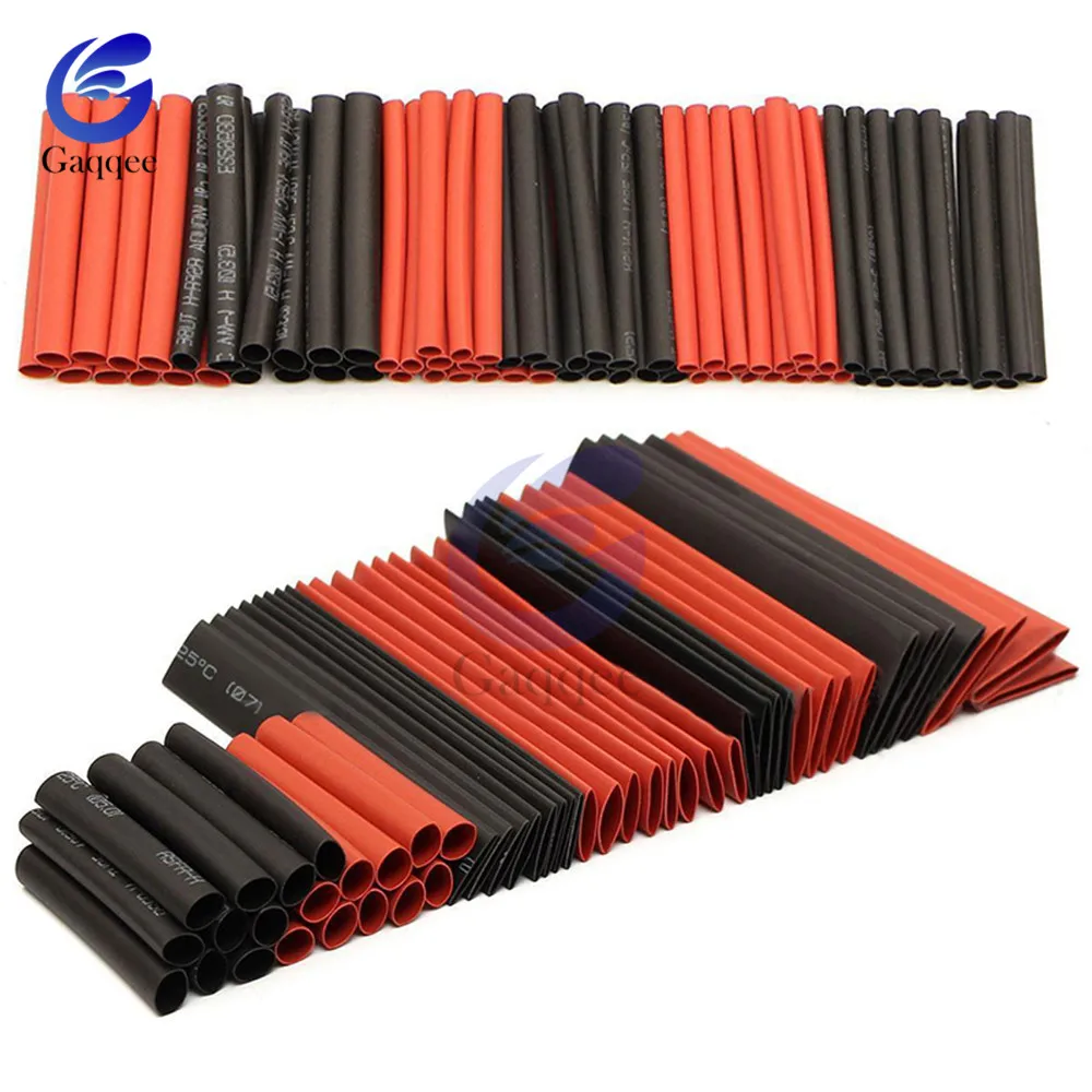 Термоусадочные трубки из полиолефина 2:1 красные черные 127 шт. в ассортименте