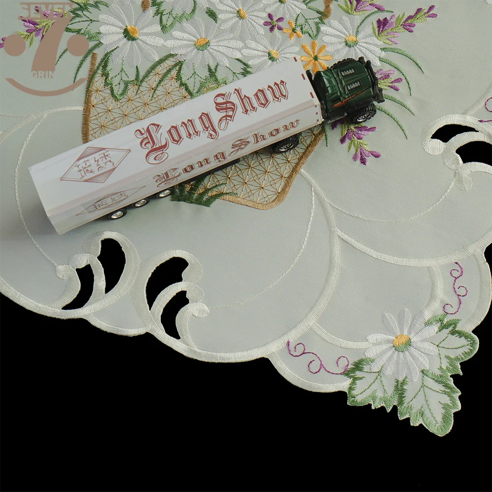 16x70 Inches Beige Colour Satin Fabric Lavender Embroidered Festival Wedding Party Decoration Table Runner | Дом и сад