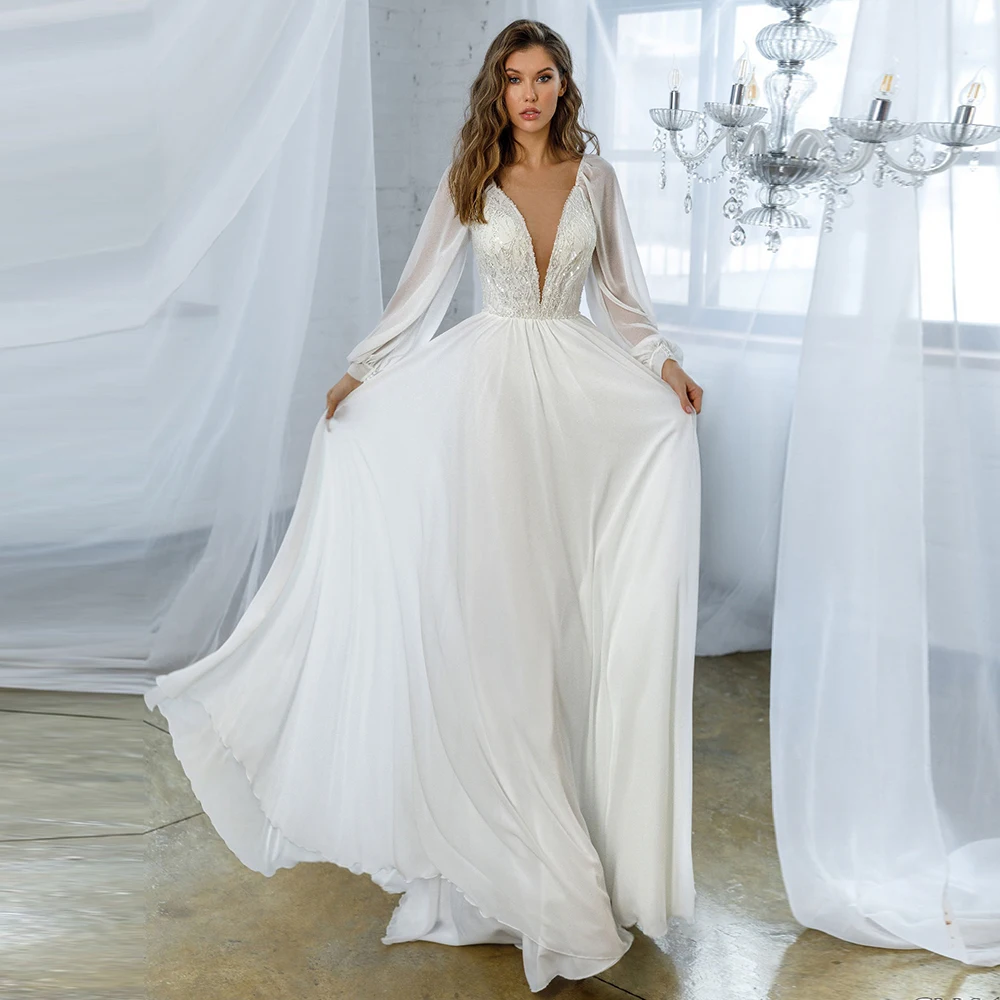 

Женское свадебное платье It's yiiya, белое шифоновое платье до пола с блестками и бисером на лето 2019