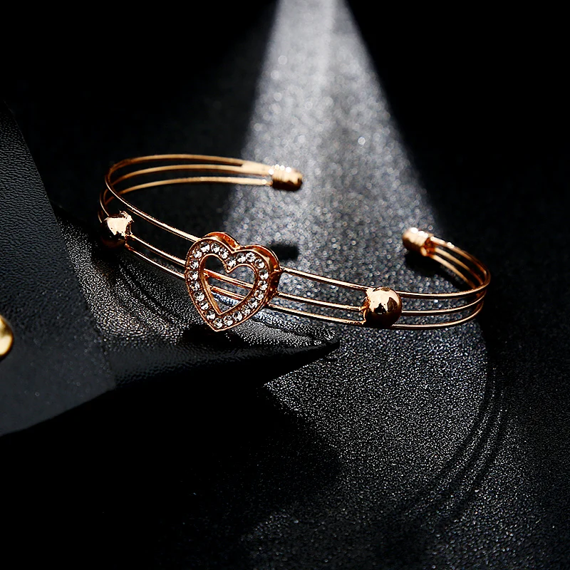 Модные полые в форме сердца для женщин комплект ювелирных изделий сверкающие с