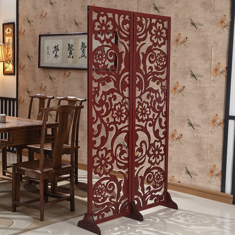 

Screen partition living room modern new Chinese style simple Chinese style folding mobile double-sided solid wood entrance grill