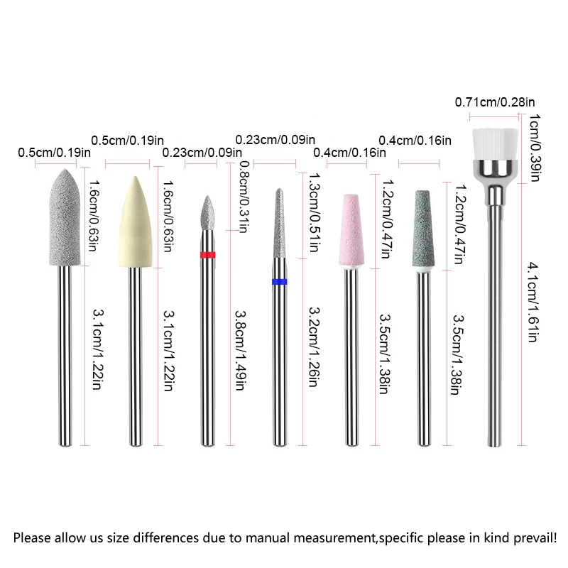 7 шт. профессиональная керамическая дрель набор сверл для маникюра из алмазного
