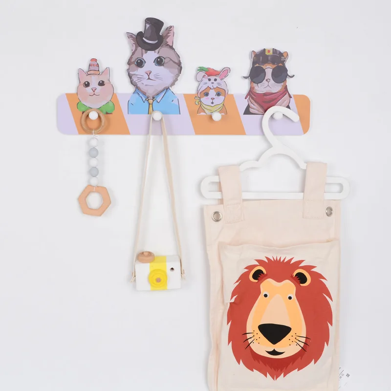 Скандинавская направляющая с мультяшными кошками и крючками для украшения дома