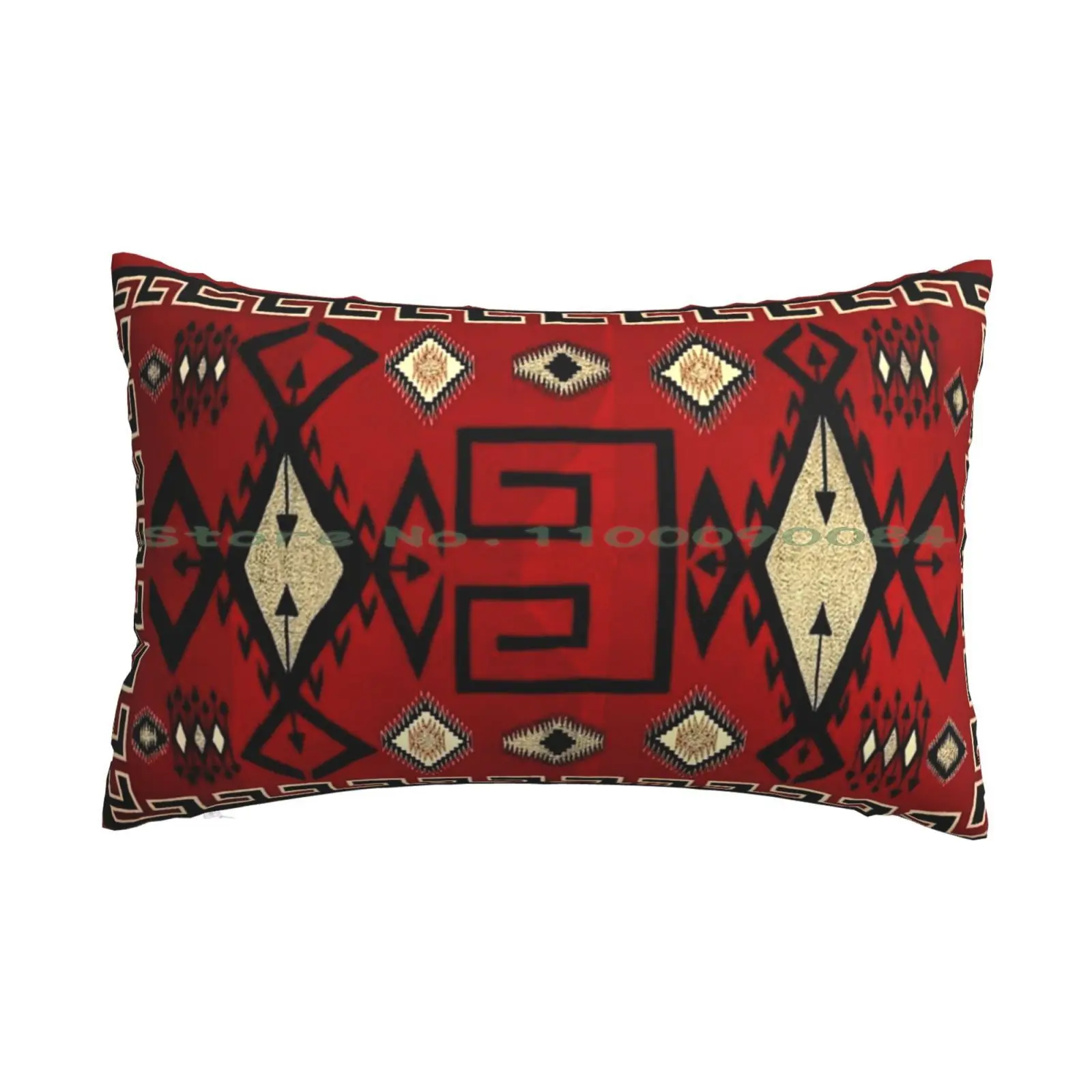 1890s Red Gold Navajo Tapestry-Deep Dark Color Scan Pillow Case 20x30 50*75 Sofa Bedroom 1890s Red Navajo Deep Dark Colors Scan