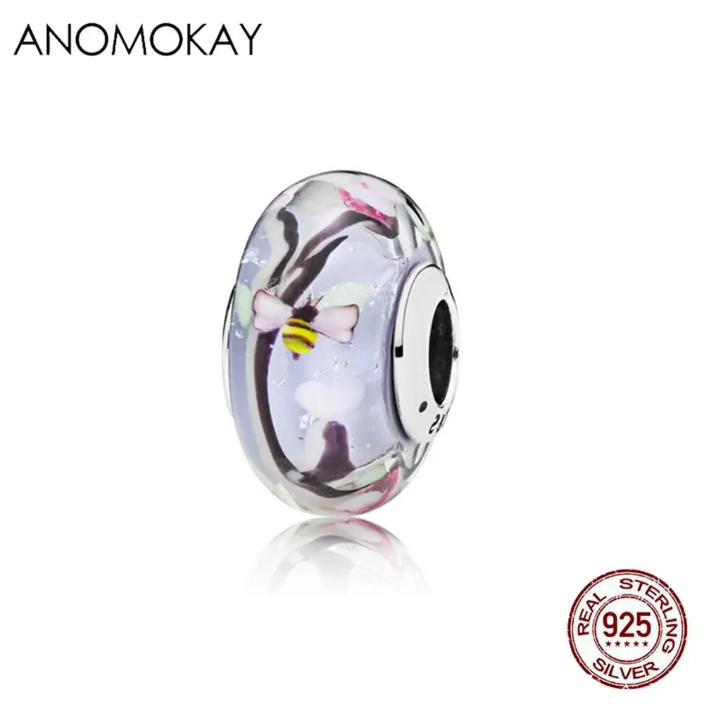 ANOMOKAY 100% Стерлинговое Серебро 925 пробы Весенняя серия Бабочка муранские Chrams