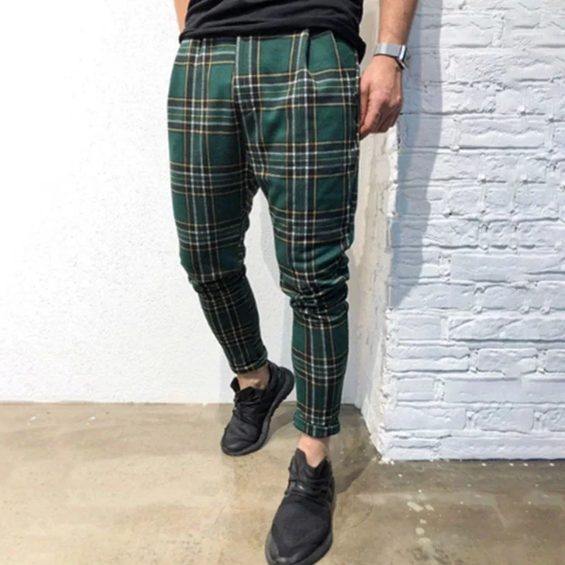 Мужские модные клетчатые спортивные штаны с карманами мужские для спорта и