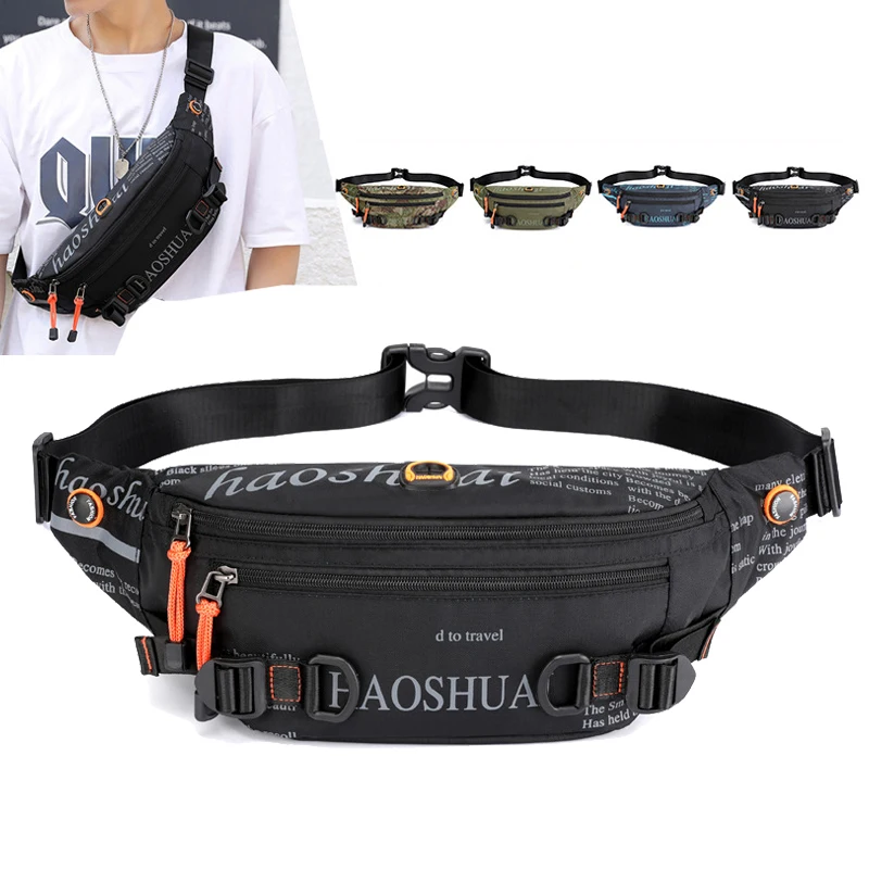 

Men Nylon Fanny Waist Pack Bum Bag Travel Military Anti-theft Male Single Messenger Chest Running Hip Belt Pack Bags