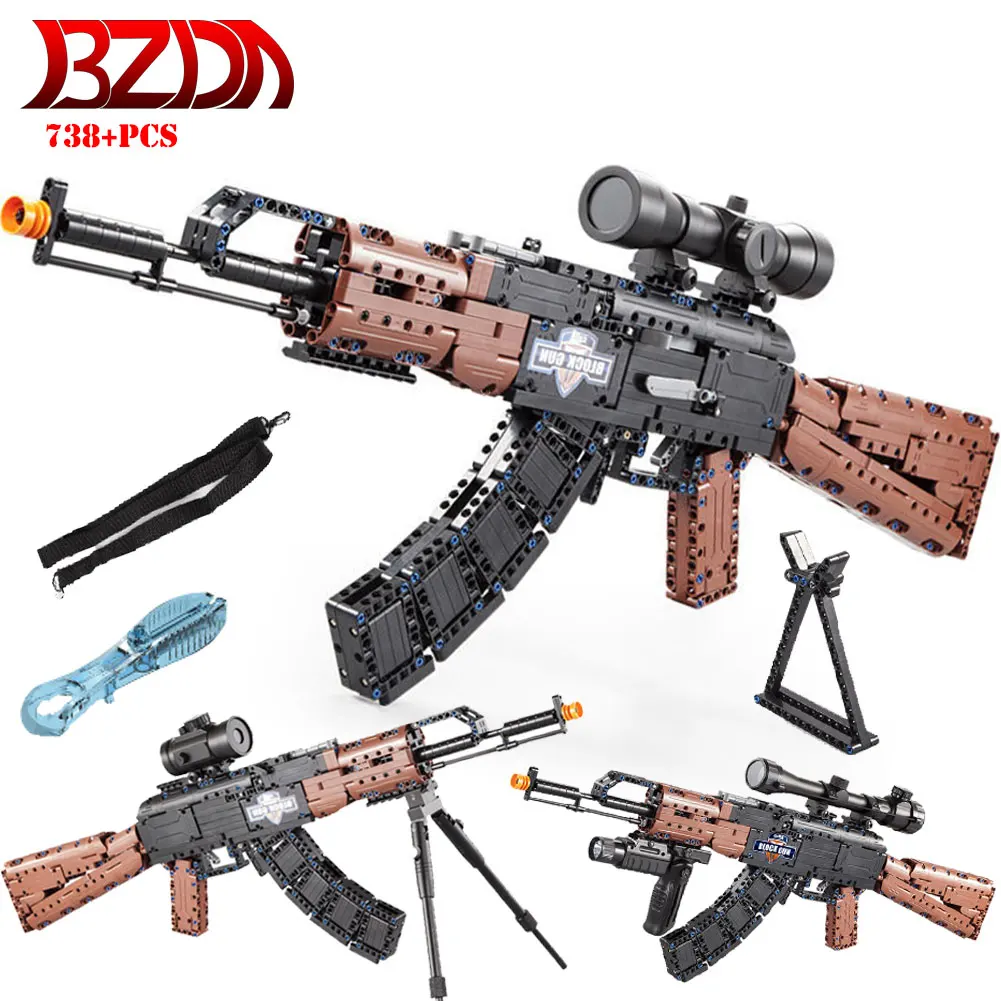BZDA военные PUBG Air Пистолеты Охота AK 47 Штурмовая винтовка строительные блоки Мпц Fames