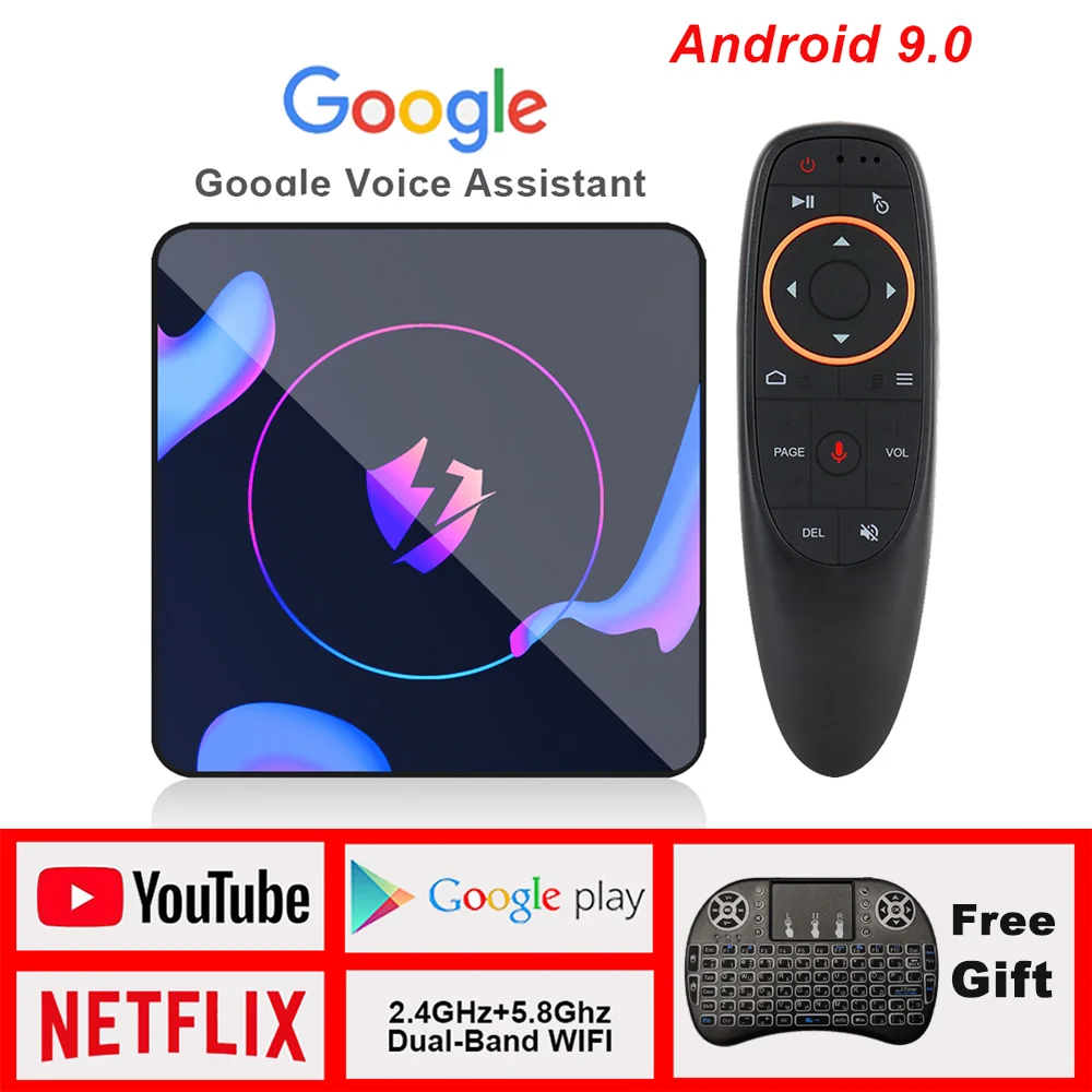 ТВ приставка Android 9 0 RK3318 4 Гб ОЗУ 64 ПЗУ 4K Netflix Youtube Google голосовой помощник LEMADO LET1 TV Box