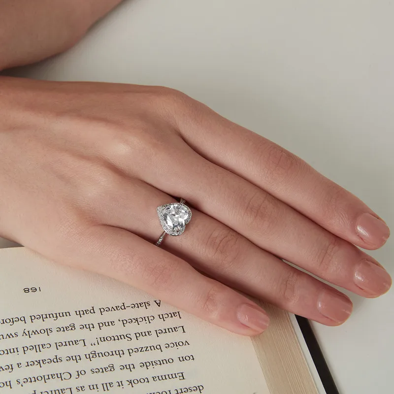 MDEAN модное женское обручальное кольцо дизайн сердца AAA Цирконий кубический милый