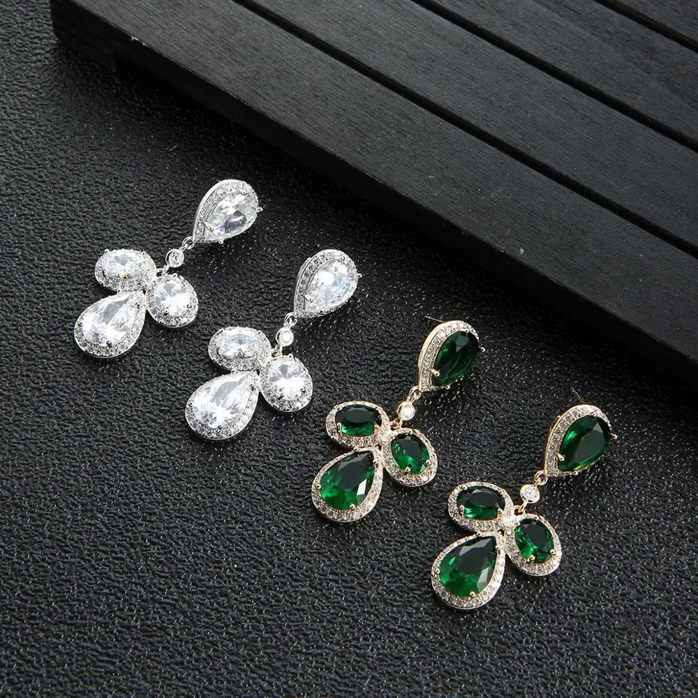 

Famous Water Drop Earrings For Women Trendy Cubic Zircon Party Wedding Engagement Dubai Earring for Women Jewelry E9660