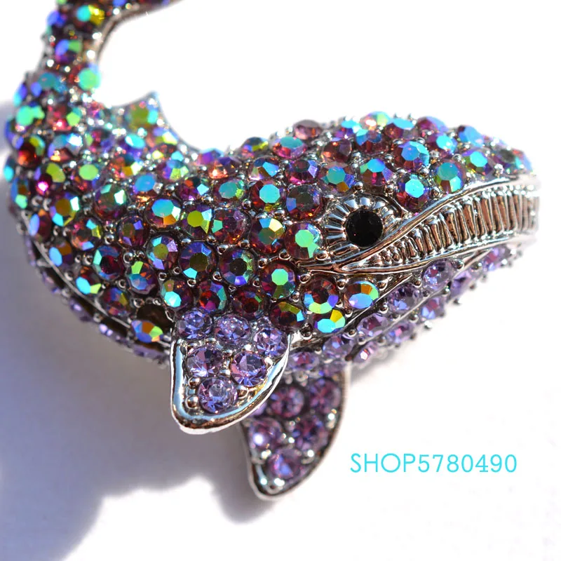 Rhinestone Whale Brooch Rhodium Plated Women Animal Breast Pin Lady Party Dress Accessories Corsage Ornaments Fashion Jewelry images - 6