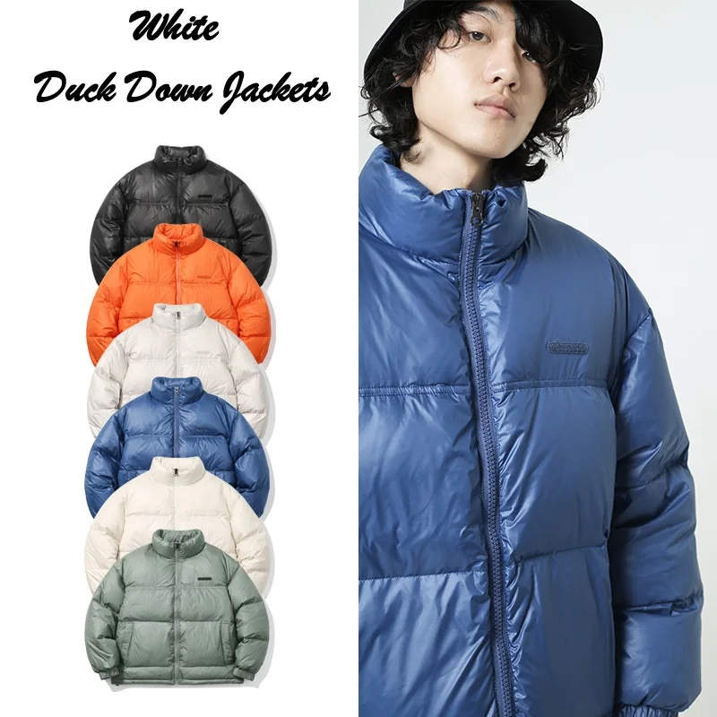 

Men's Basic Puffer Jackets Loose Japan Short White Duck Down Jacket for Men Fashion Male Stand Collar Outwear Parkas JK-900