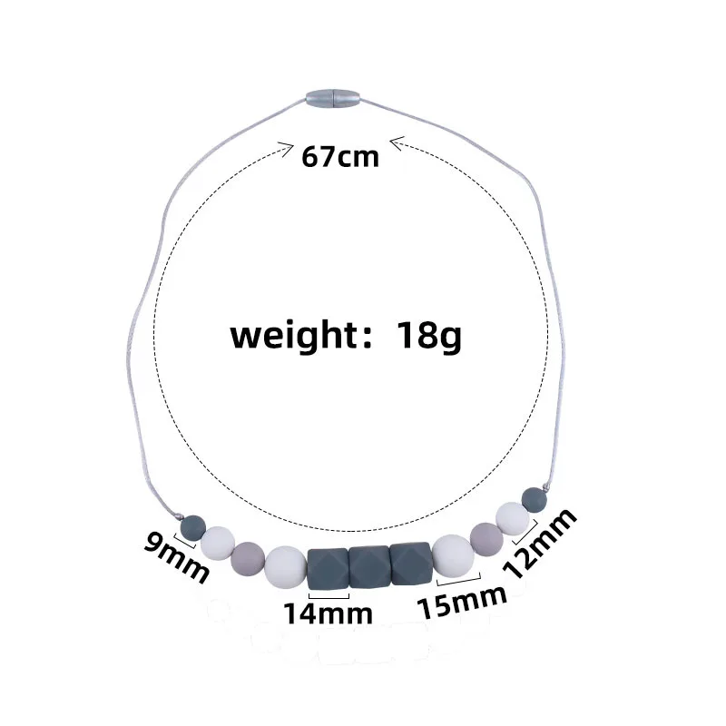 Kissteether-Colgante de silicona de grado alimenticio para beb&eacute;, collar de dentici&oacute;n sin BAP, cuentas de silicona, mordedor de lactancia, collar Molar-5