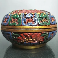 6chinese folk collection old lacquerware blooming lotus jewelry box storage box office ornaments town house exorcism