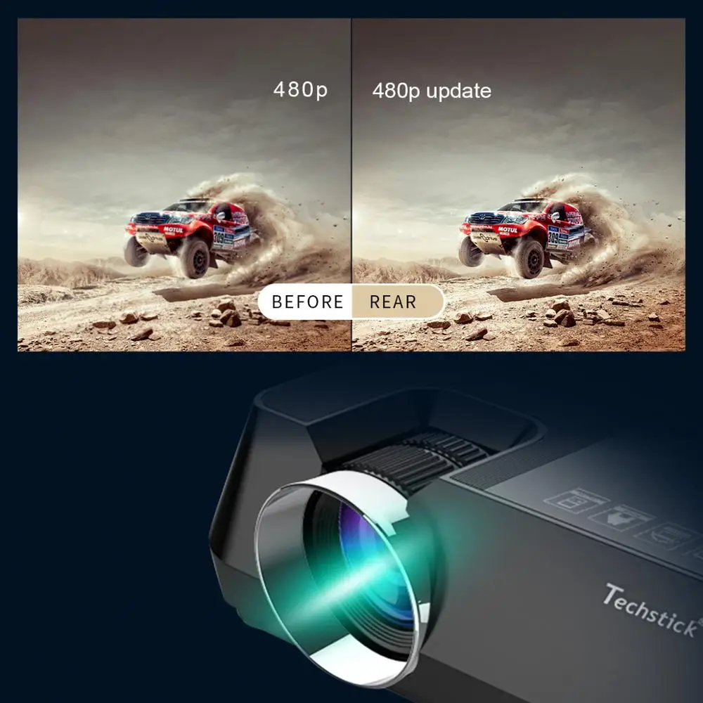 Techstick светодиодный проектор 2800 люмен 3 5 мм аудио Поддержка Full HD 1080P проводной