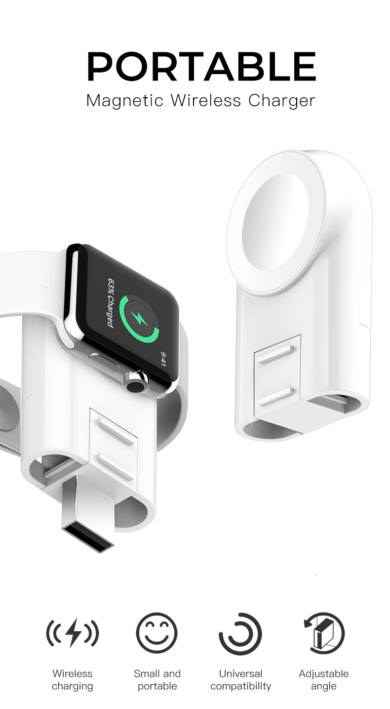 USB магнитное беспроводное портативное зарядное устройство для Apple Watch iWatch серии 5 4 3 2 1 путешествия USB Регулируемая зарядная док-станция зарядное устройство