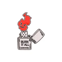 creative burn it all enamel pins burning demon devil fire face brooches for men jewelry %c2%a0